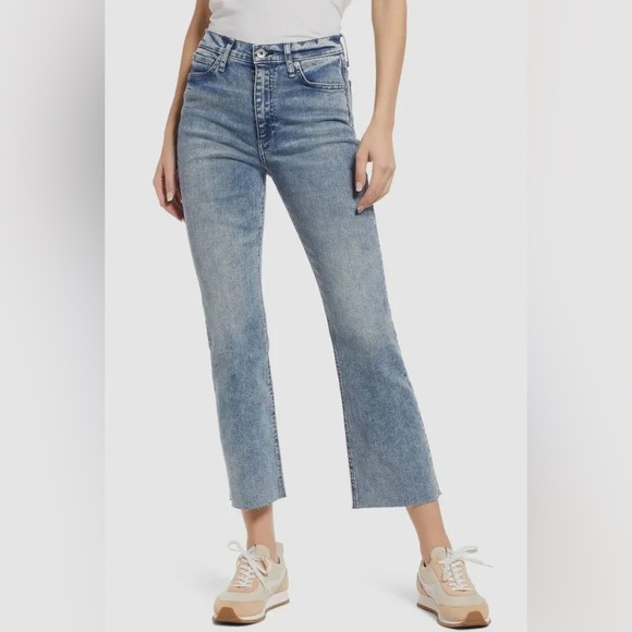 rag & bone Denim - Rag & Bone Women’s Nina High Rise Ankle Flare Cropped Jeans in Pearl - Size 28